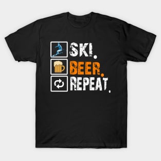 Funny Ski Beer Repeat Skiing & Skiers T-Shirt